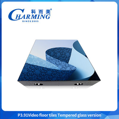 Display decorativo de tela de chão com LED P3.91 com cobertura de vidro
