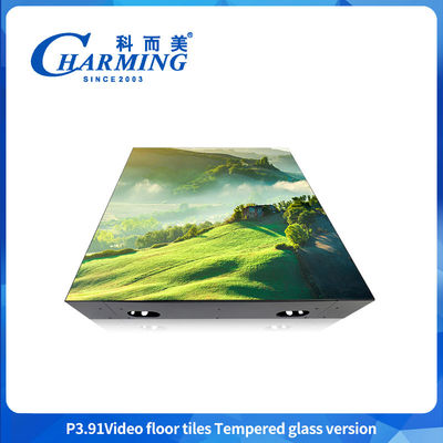 Display decorativo de tela de chão com LED P3.91 com cobertura de vidro