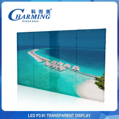ROHS 256x64 LED transparente tela de vidro de parede de vídeo multicena