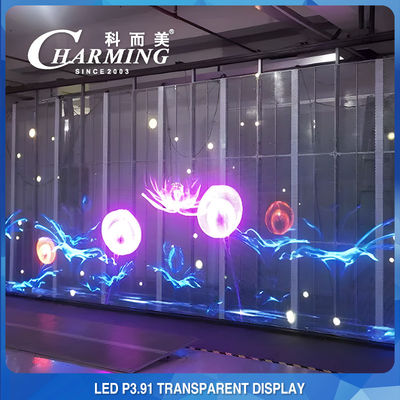 Aluguel de parede de vídeo LED transparente para clube IP45 interno 3D P3.91 prático