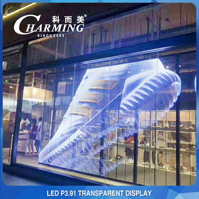 Charmoso display de parede de LED transparente anti-colisão 500 x 1000 mm
