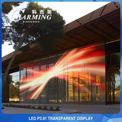 3D P3.91-7.8 LED transparente parede de vídeo tela de vidro material de alumínio fundido