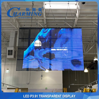 3D P3.91-7.8 LED transparente parede de vídeo tela de vidro material de alumínio fundido