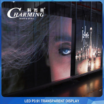 Tela de LED transparente à prova de choque, vitrine de LED transparente de alumínio