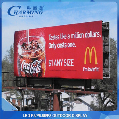 P5 tela de publicidade de LED sem costura externa montada em poste 320 x 160 mm