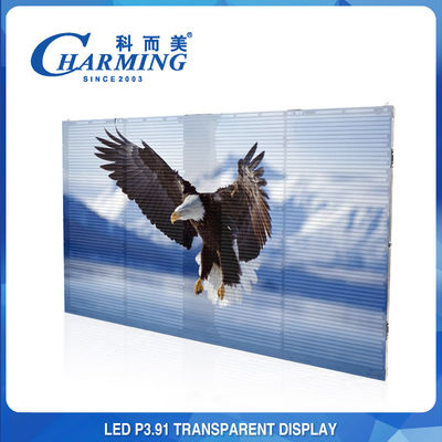 Armário de exposição exterior video transparente do diodo emissor de luz P3.91 da parede 1000X500mm do diodo emissor de luz da cor completa