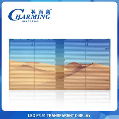 Exposição de parede video transparente de vidro do diodo emissor de luz da propaganda de tela P3.91 do diodo emissor de luz do shopping 3D
