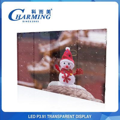 Exposição de parede video transparente de vidro do diodo emissor de luz da propaganda de tela P3.91 do diodo emissor de luz do shopping 3D