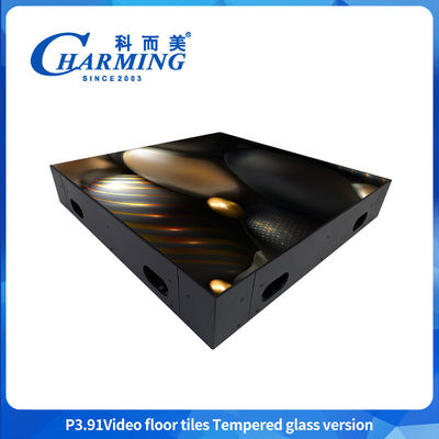 P3.91 Modelo de vidro temperado Exibição de vídeo ultra-luminosa Chapas de piso de dança para atividades de aluguer de interiores e exteriores Manutenção rápida