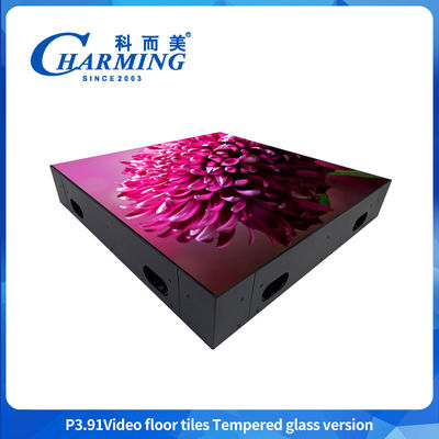 Piso de dança de casamento 4K SMD1921 P3.91 LED Efeito interativo 3D Gob Craft Luminosos RGB Material de vidro de cores completas LED Video Floor Tile