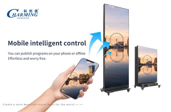 Ecrã de cartaz LED dobrável com tecnologia GOB de alta taxa de atualização e controle móvel inteligente