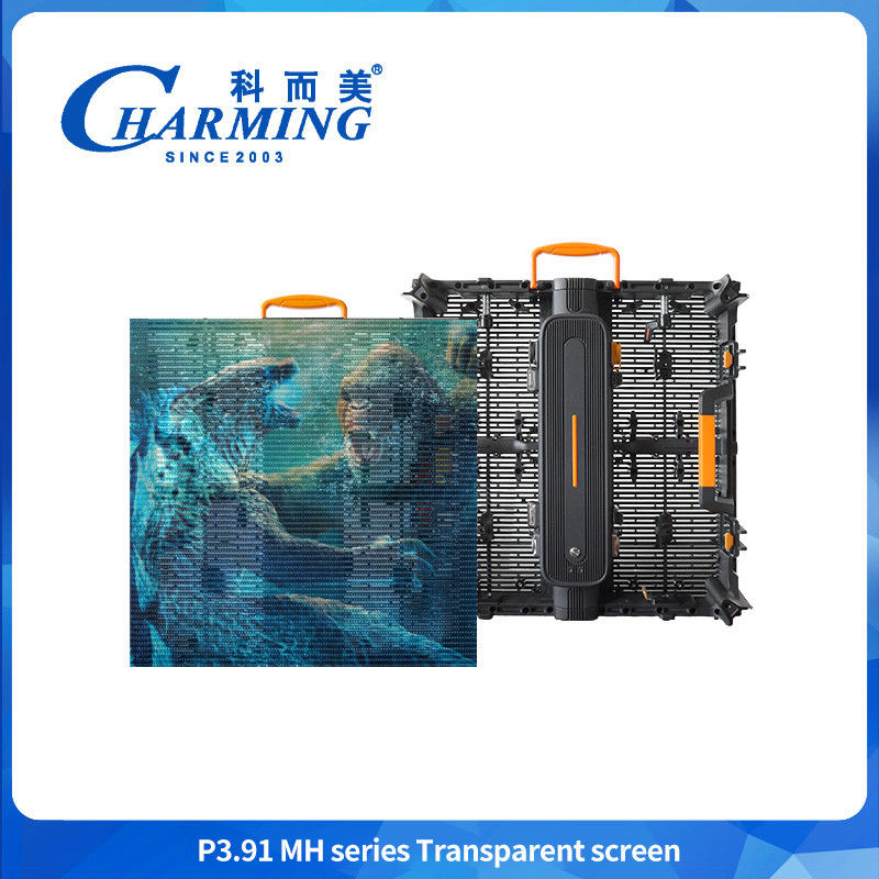 Exibição de cortina de LED exterior transparente 3,91 mm Vidro de janela de vidro Parede de vídeo para edifícios