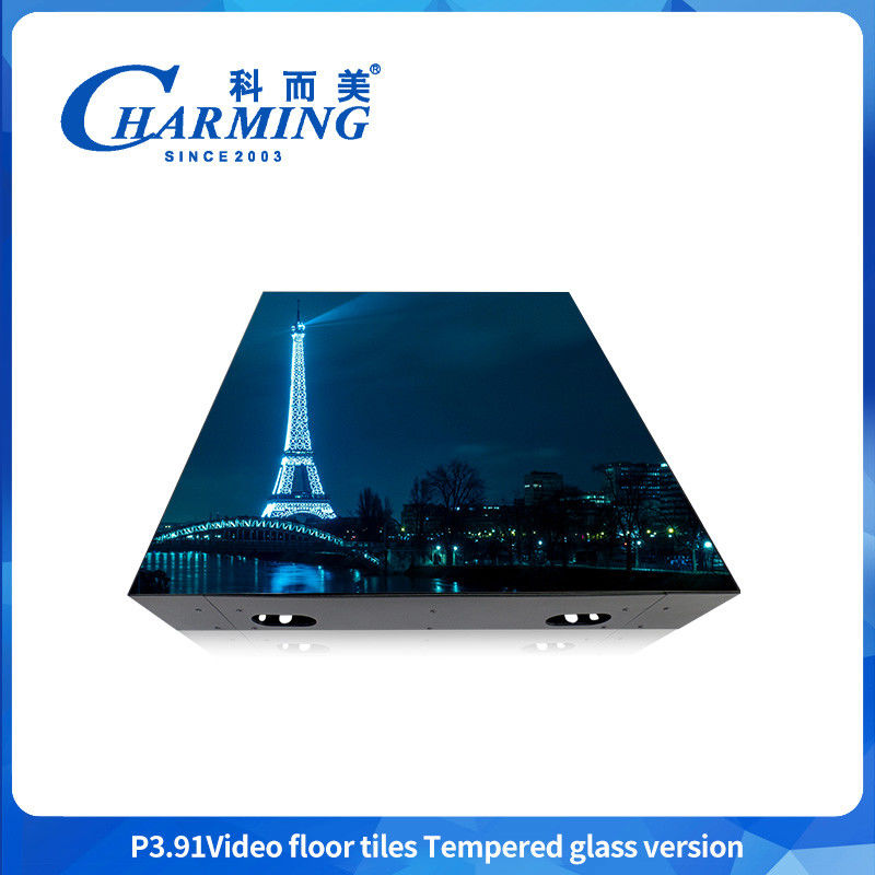 P3.91 Modelo de vidro temperado Exibição de vídeo ultra-luminosa Chapas de piso de dança para atividades de aluguer de interiores e exteriores Manutenção rápida