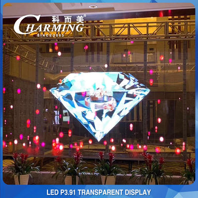 Tela de LED transparente à prova de choque, vitrine de LED transparente de alumínio