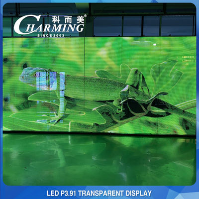 Aluguel de parede de vídeo LED transparente para clube IP45 interno 3D P3.91 prático