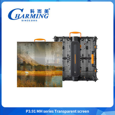 Ecrã transparente da série P3.91MH Ecrã LED transparente à prova de água ultra-fina Ecrã LED à prova de vento Ecrã LED