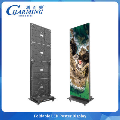Indoor P1.86 P2 P2.5 Foldable Standing Poster LED Display com roda Video LED Display Publicidade LED Screen